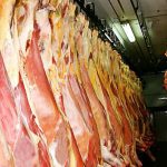 Beef carcasses in a freezer. Beef supplies in the fourth quarter of 2024 are forecast to be down from the third quarter.