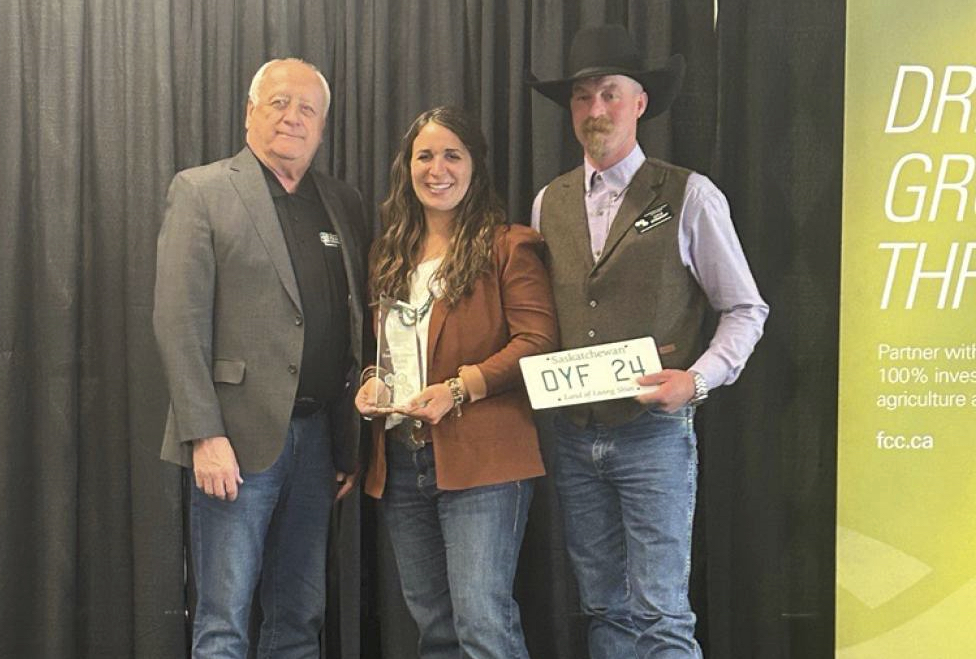 L to R: Agriculture minister David Marit, Erika and Cyle Stewart.