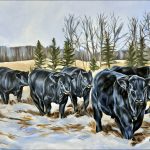 The cover art on our December issue of Canadian Cattleman entitled, 'The Boys,' by artist Rebecca Shuttleworth.