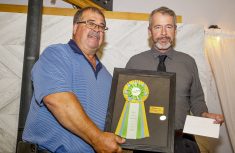 François Allard receiving an ALUS stewardship award