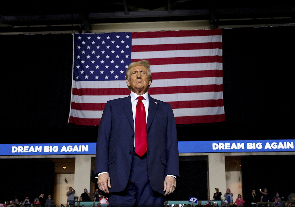 FILE PHOTO – President-elect Donald Trump attends a campaign event, in Allentown, Pennsylvania, U.S., October 29, 2024.  Photo: Reuters/Brendan McDermid/File
