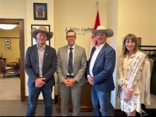 CCA met with John Barlow, the shadow minister for agriculture, after the federal election. L to R: Tyler Fulton, John Barlow, Nathan Phinney and Jennifer Babcock. Photo: Canadian Cattle Association