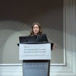 Cassidy Klima speaks at the Animal Health Canada Forum in Ottawa. Photo: Jonah Grignon
