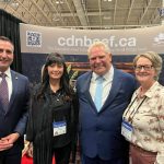 L to R: Ontario Minister of Agriculture Trevor Jones, Canada Beef's Kelly Hyde, Ontario Premier Doug Ford and Canada Beef's Michelle McAdoo at Toronto's Royal Agricultural Winter Fair in November. Photo: Canada Beef