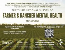 The Canadian Centre of Agricultural Wellbeing launched its third national farmer and rancher mental health survey.
