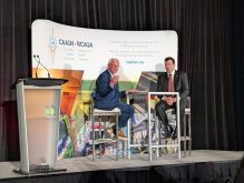 MP Kody Blois speaks with Kim McConnell at the Canadian&nbsp;Agri-Food&nbsp;Automation&nbsp;and&nbsp;Intelligence&nbsp;Network&nbsp;(CAAIN)&nbsp;Fireside&nbsp;Chat&nbsp;on Feb. 9. Photo: Jonah Grignon
