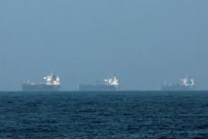 FILE PHOTO: Tankers are seen off the coast of Fujairah on March 3, 2026. REUTERS/Amr Alfiky/File Photo
