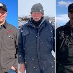 From left: Tyler Fulton, Mike Duguid and Connor English. Three Manitoba cattle ranchers all at different stages in succession plans for their family farms.  Photo: Greg Berg